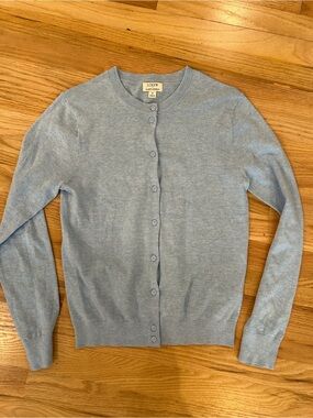 J. Crew Pale Blue Button-Front Crewneck Cardigan